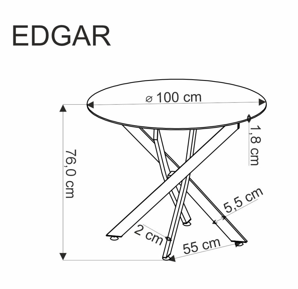 EDGAR stół, blat - orzechowy, nogi - czarny (2p=1szt)