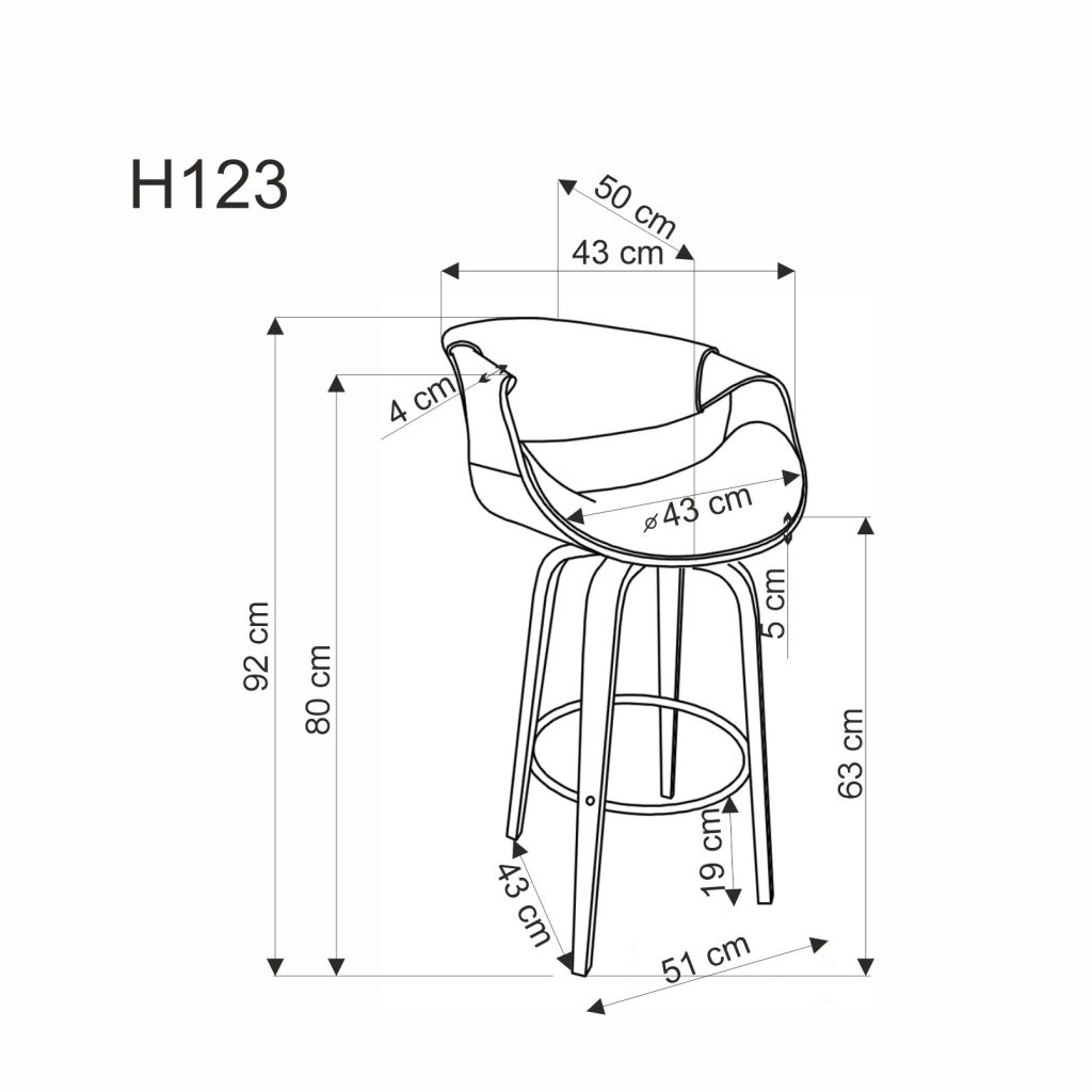 H123 hoker popielaty / orzechowy (1p=1szt)