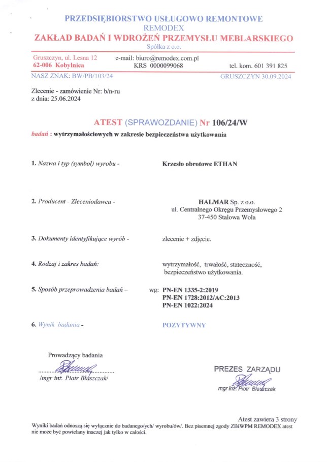 ETHAN fotel gabinetowy popielaty (1p=1szt)