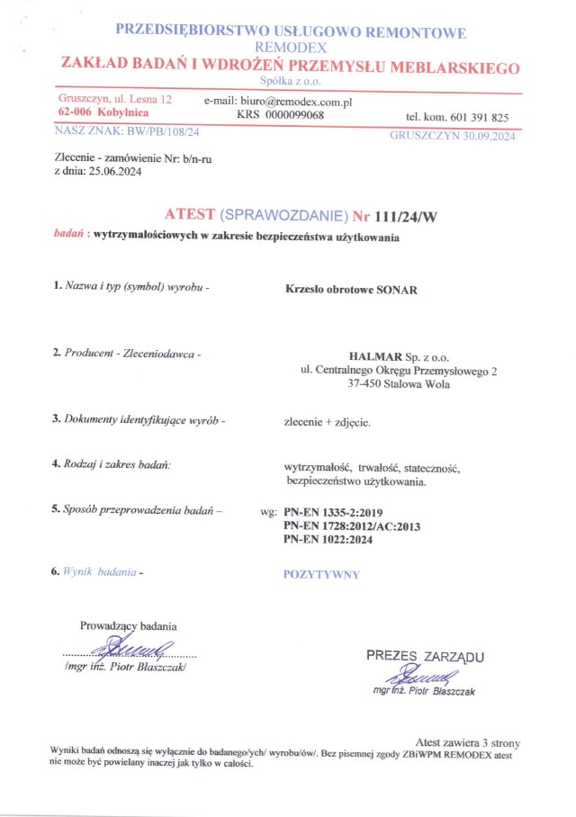 SONAR fotel gabinetowy czarny